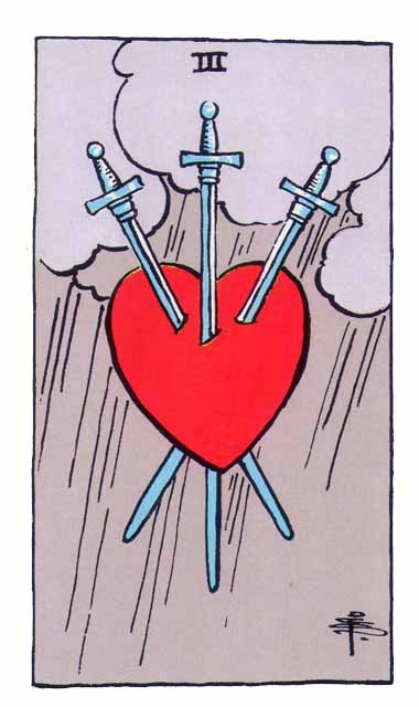 Cartas del Tarot: Tres de Espadas